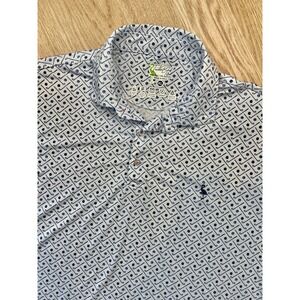 Tailorbyrd Polo Shirt Men's XL White Geometric All Over Print Performance Golf